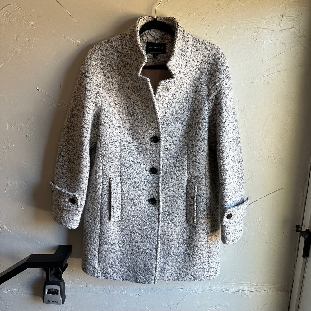 Wool Blend Bouclé Coat Parisian Cozy Minimal Classic Layer Women’s M Lucky Brand